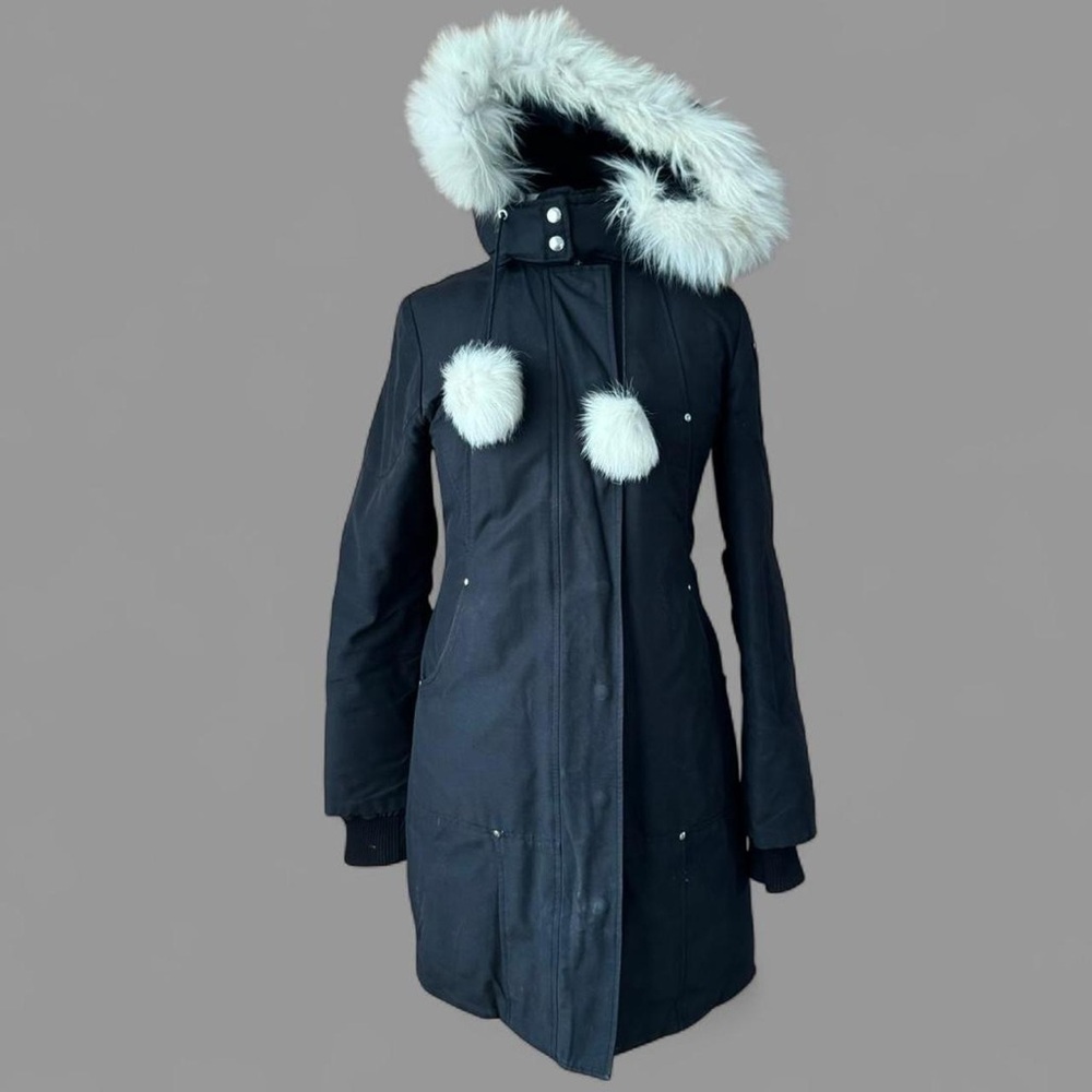 Moose Knuckles Black Parka with Fur Trim
